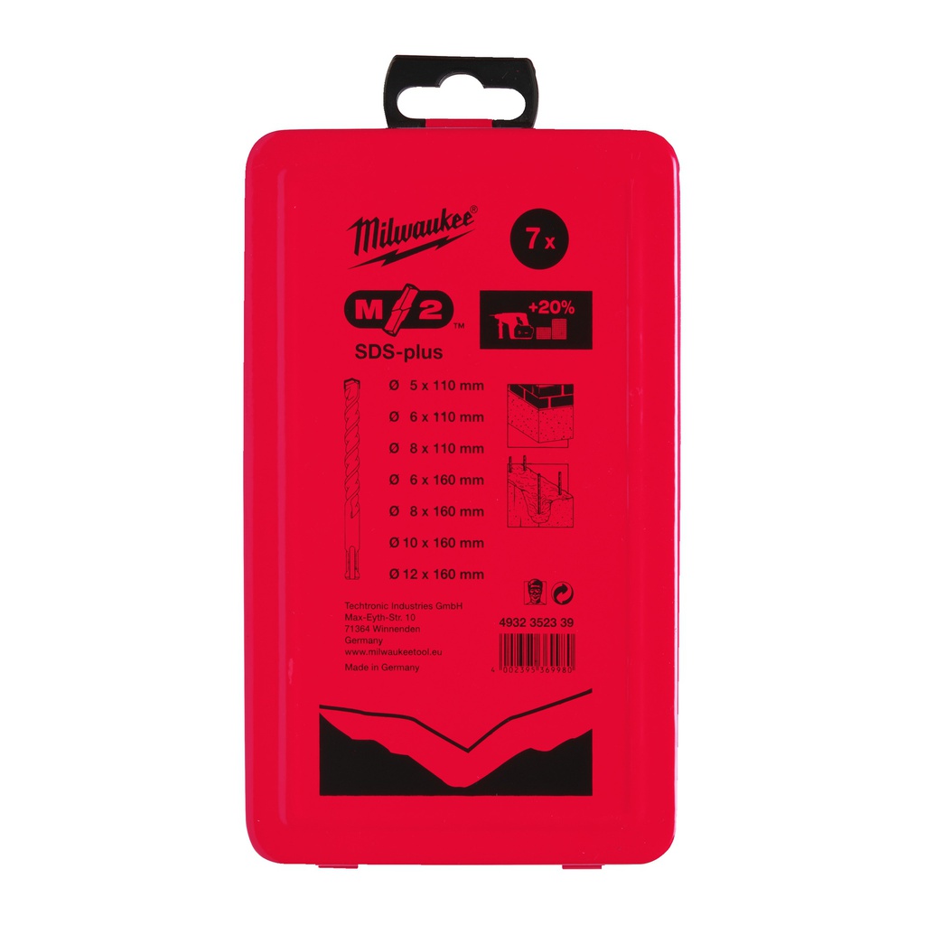 Wiertła_SDS-Plus,_2-ostrzowe_/_kasety_Milwaukee_SDS-Plus_M2_Set_-_7_pcs_1