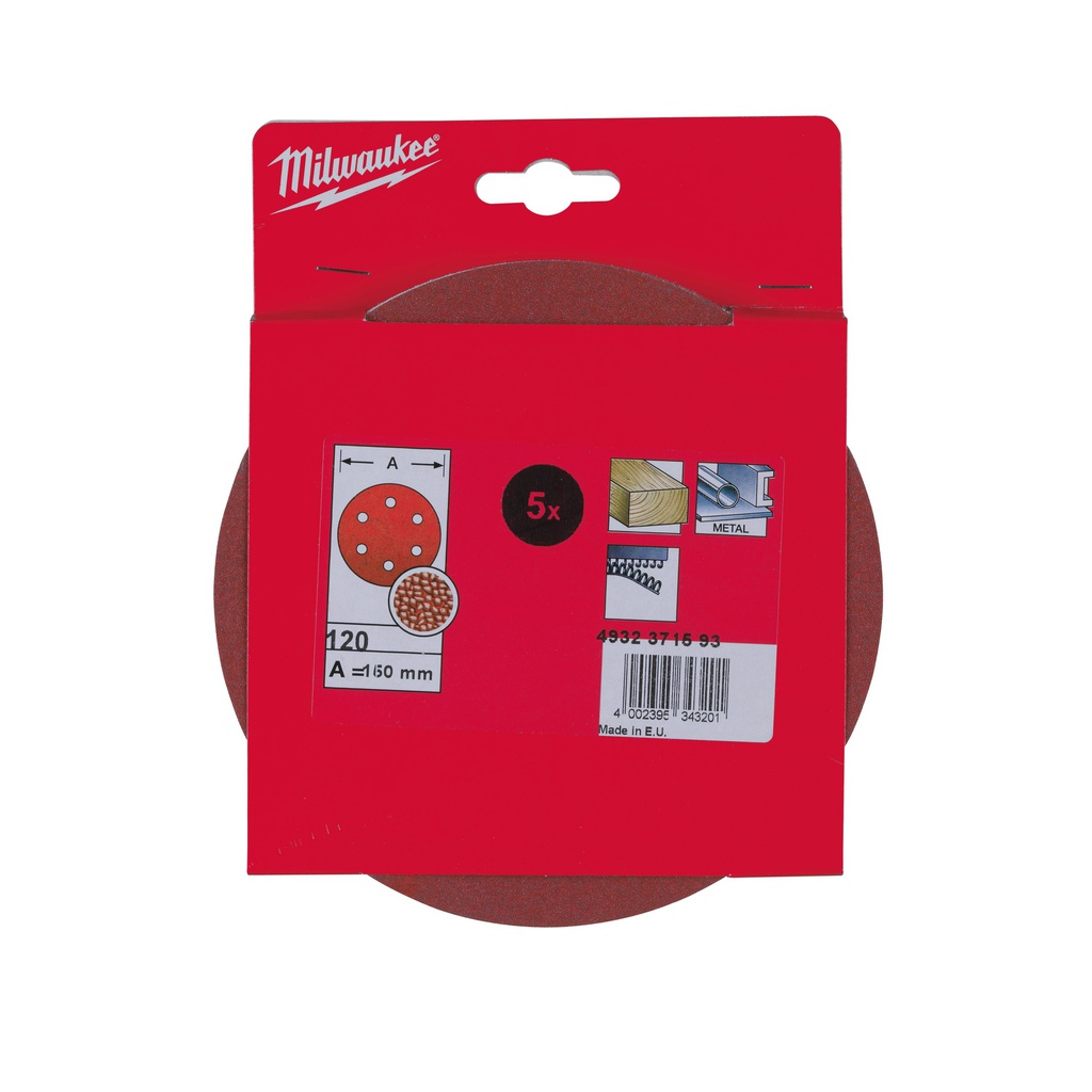 Taśmy_ścierne_⌀_150_mm_-_6_otworów_Milwaukee_150_mm_H_and_L_GR_120_-_5_pcs_1