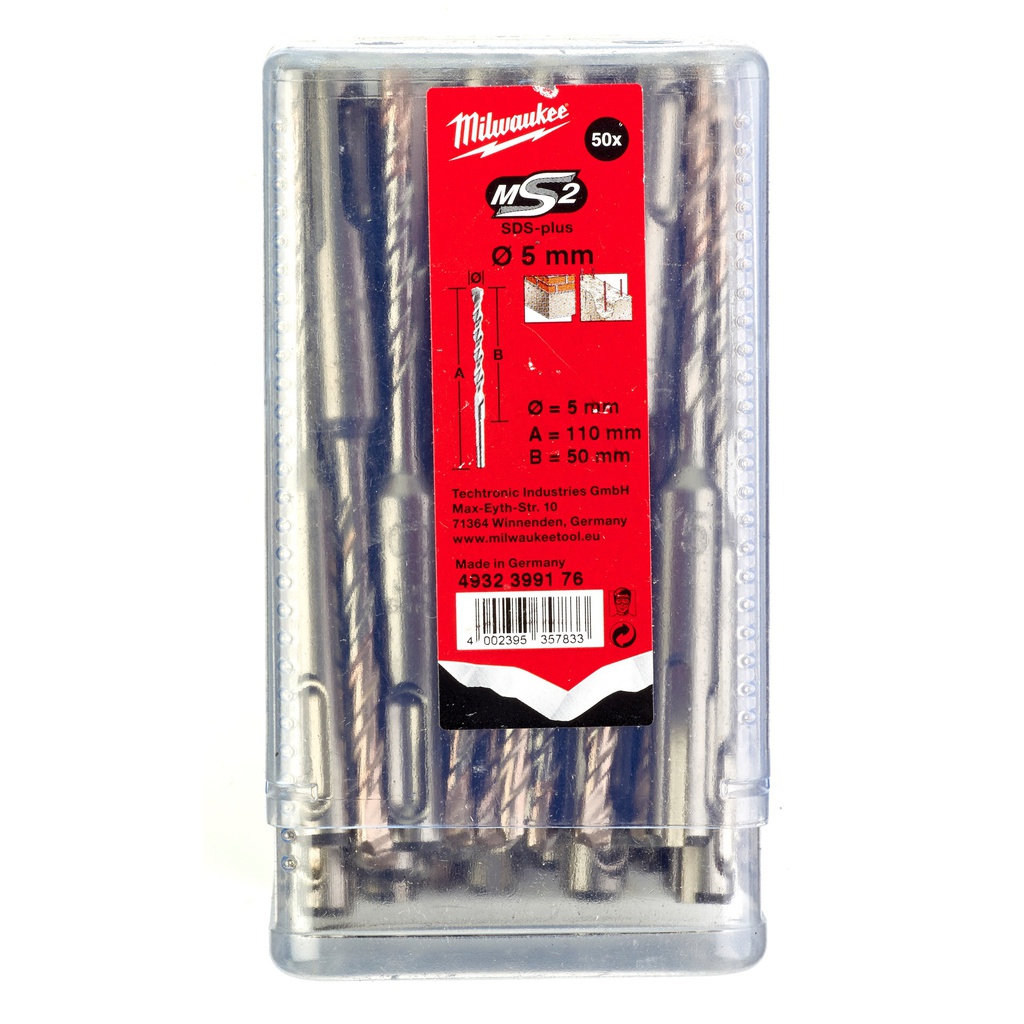 Wiertła_SDS-Plus,_2-ostrzowe_/_50_sztuk/op._Milwaukee_SDS-Plus_M2_5_x_110_-_50_pcs_2