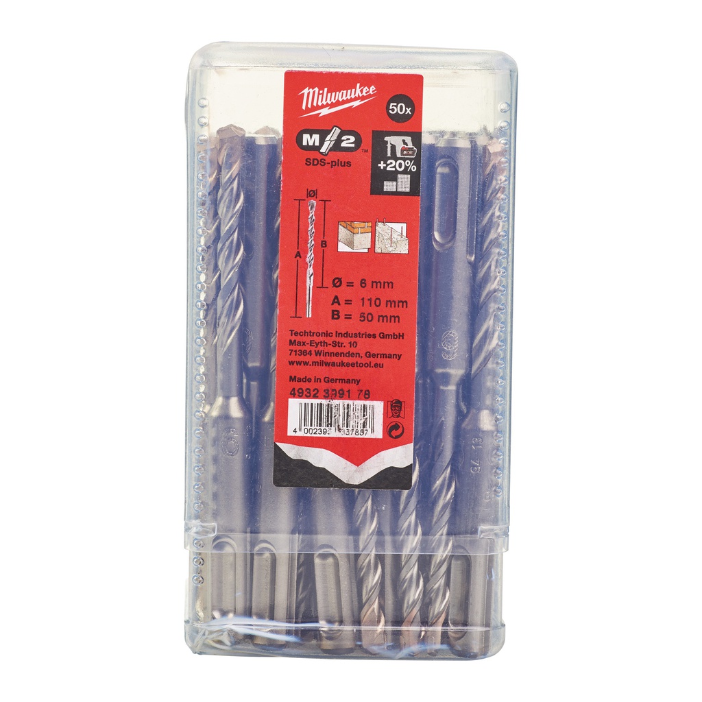Wiertła_SDS-Plus,_2-ostrzowe_/_50_sztuk/op._Milwaukee_SDS-Plus_M2_6_x_110_-_50_pcs_1