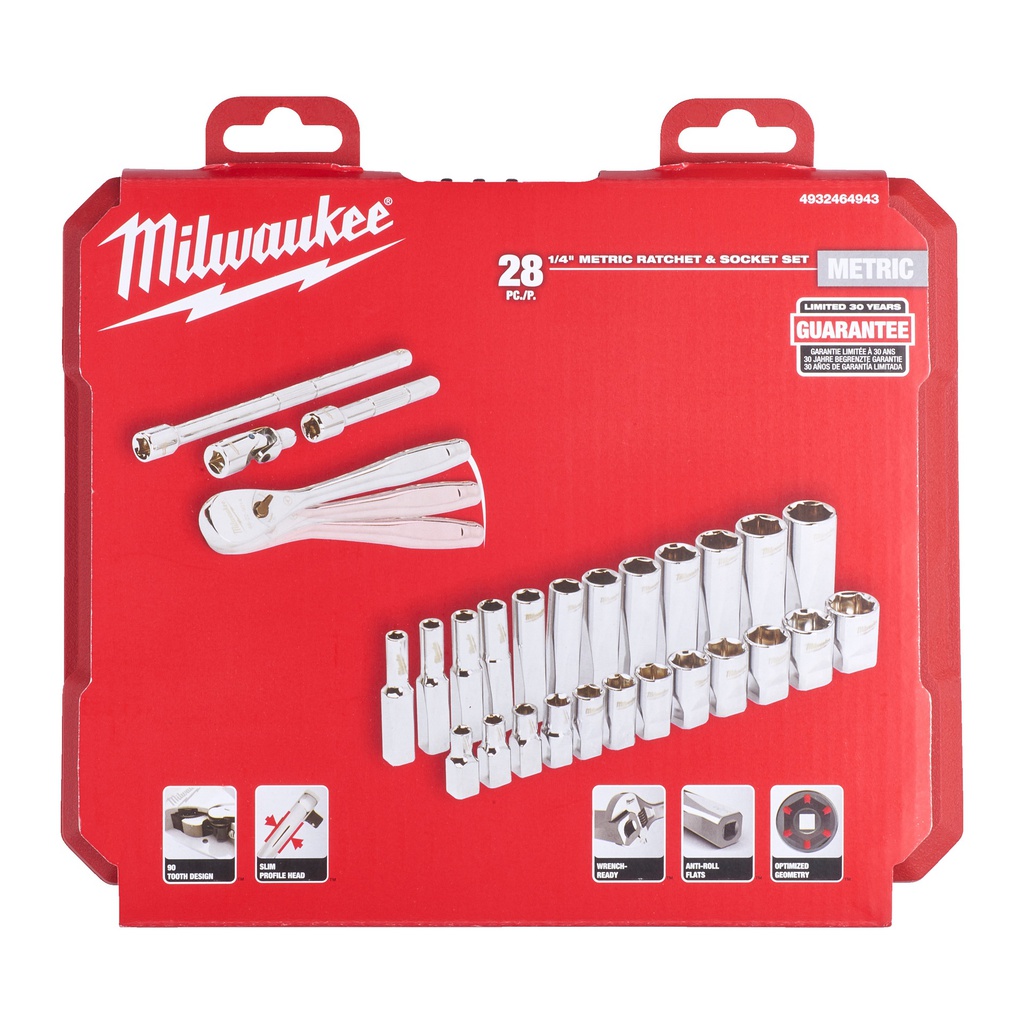 Zestawy_nasadek_z_grzechotką_Milwaukee_1/4_Drive_28_pc_Ratchet_+_Socket_Set_Metric_4