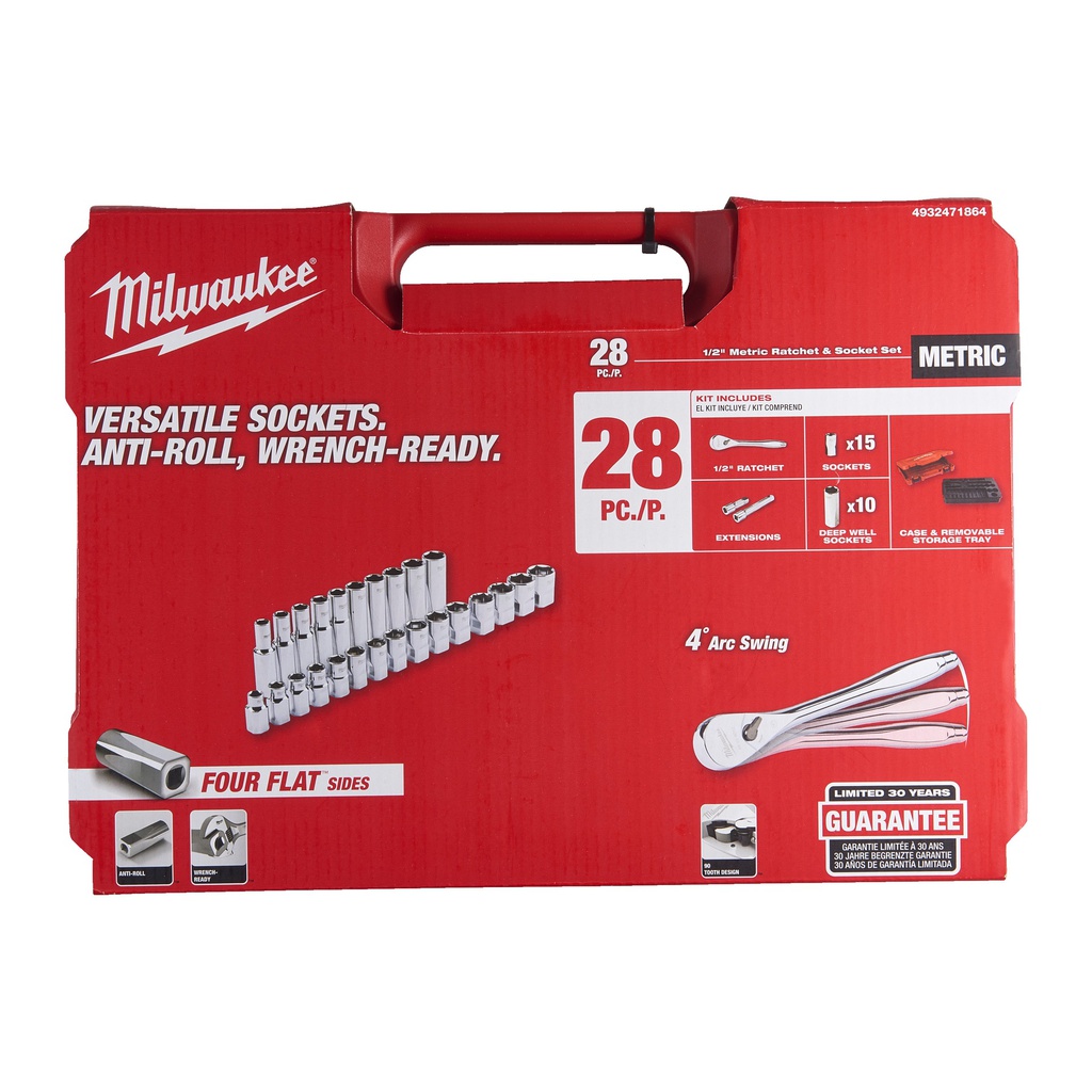 Zestawy_nasadek_z_grzechotką_Milwaukee_1/2_Metric_Ratchet_+_Socket_Set_2