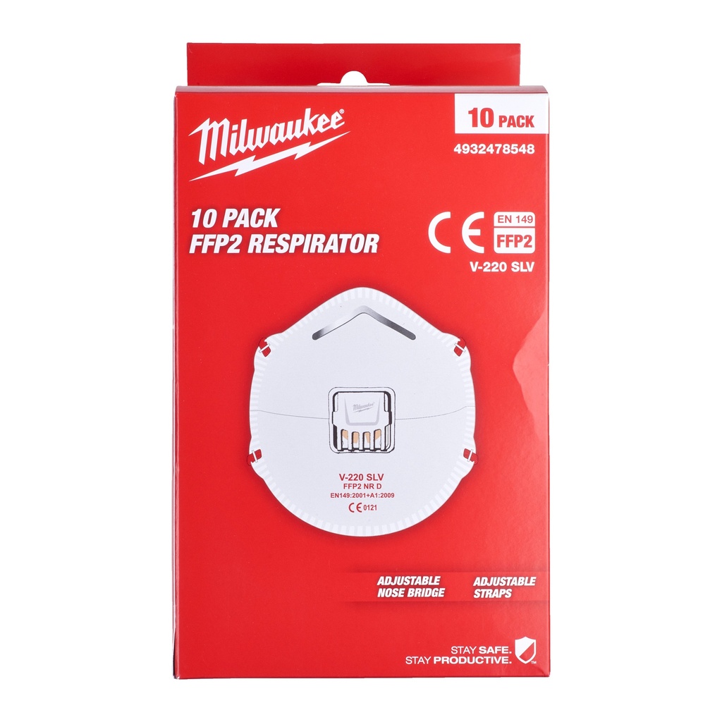 Półmaska FFP2 z zaworem - Milwaukee | FFP2 Respirator with Valve - 10 pc