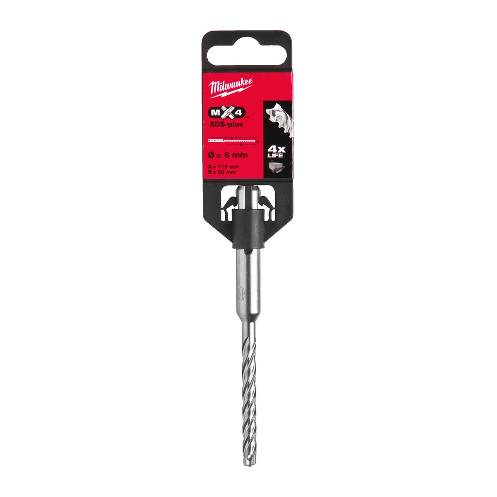 Wiertła SDS-Plus MX4, 4-ostrzowe  Milwaukee | SDS-Plus MX4 6 x 115 - 1 pc