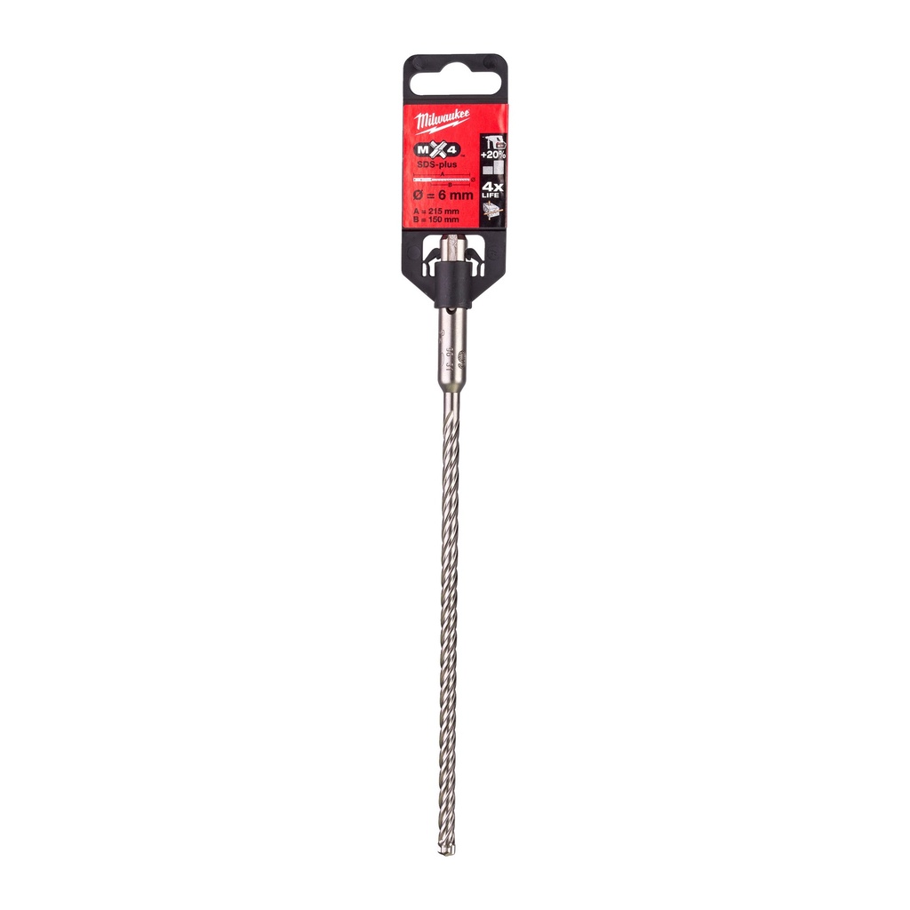 Wiertła SDS-Plus MX4, 4-ostrzowe  Milwaukee | SDS-Plus MX4 6 x 215 - 1 pc